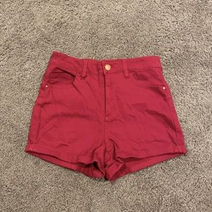 Maroon High Waist Shorts